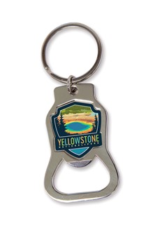 Yellowstone NP Prismatic Springs Emblem Bottle Opener Key Ring | American Made