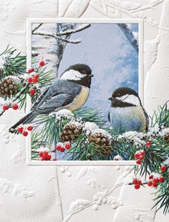 Chickadee Duo | Photographic boxed Christmas cards