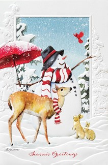 Hello Winter | Embossed snowman Christmas cards