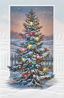 Sparkling Tree | Embossed boxed Christmas tree greeting cards