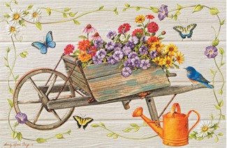 Rustic Wheelbarrow (TY) | Embossed insect USA made greeting cards