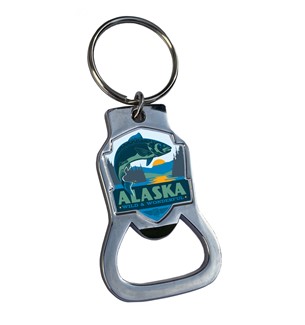Alaska Salmon Emblem Bottle Opener Key Ring | American Made