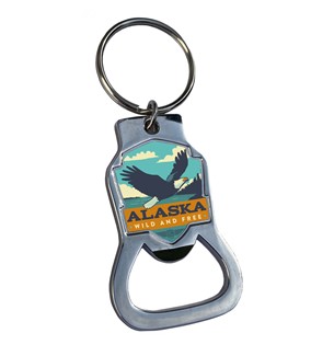Alaska Eagle Emblem Bottle Opener Key Ring | American Made