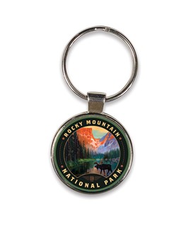 RMNP Moose in the Morning Circle Dome Key Ring | American Made