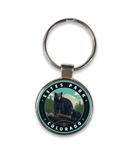 Estes Park CO Bear Family Circle Dome Key Ring | American Made