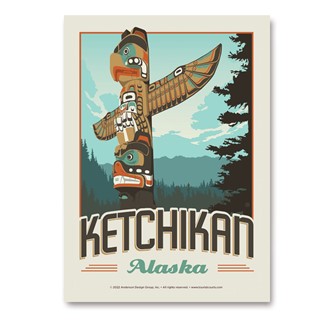 Alaska Ketchikan Totem Vertical Sticker | Made in the USA