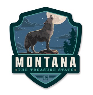 Montana Wolf Emblem Wooden Magnet | American Made