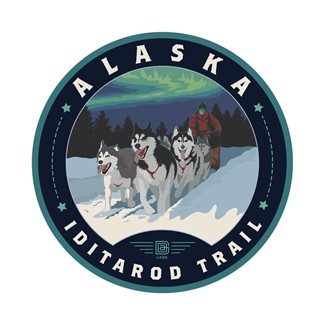 Alaska Dog Sled Circle Sticker