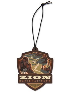 Zion NP Majestic Valley View Emblem Wooden Ornament | American Made