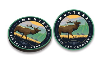 MT Big Sky Country Elk Circle Wood Magnet | American Made