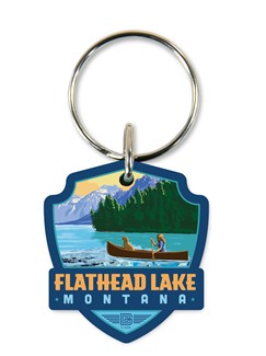 Flathead Lake Montana Emblem Wood Key Ring | American Made