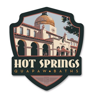 Hot Springs NP Quapaw Baths Emblem Wood Magnet | American Made