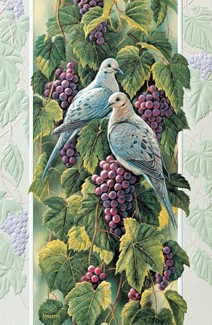 Mourning Doves in Vineyard | Anniversary wedding embossed greeting cards