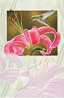 Lily Lover | Embossed hummingbird inspirational greeting cards