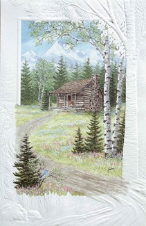 Mountain Retreat | Scenic embossed birthday cards