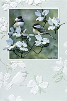 Springtime Chickadee | Chickadee greeting cards