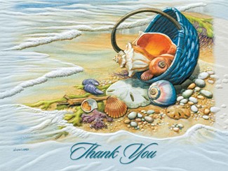 Beachcomber's Basket | Seashell thank you cards