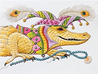 Mardi Gras Gator | American made greeting cards