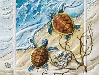 Turtle Twins | Embossed songbird note cards