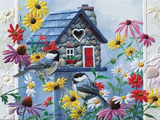 Tweetheart Cottage II | Embossed songbird note cards