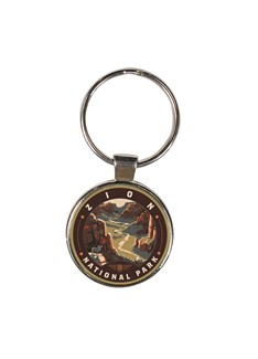 Zion NP Majestic View Circle Dome Key Ring | American Made
