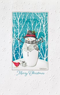 Color Splash Snowman | Embossed snowman Christmas cards