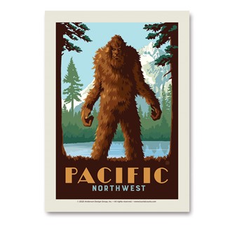 PNW Mountain Lake Sasquatch Vert Sticker | Made in the USA