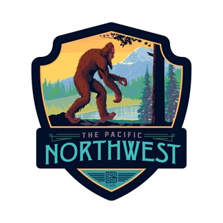 PNW Mountain Lake Bigfoot | Emblem Sticker