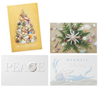 Coastal Assortment | Bird & Snowman themed boxed Christmas cards, Made in the USA