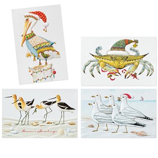 Coastal Whimsy | Bird & Snowman themed boxed Christmas cards, Made in the USA