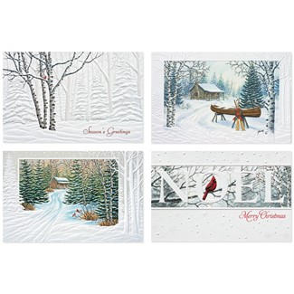 Country Christmas | Bird & Snowman themed boxed Christmas cards, Made in the USA