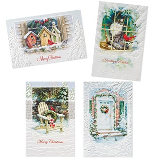 Holiday Home | Bird & Snowman themed boxed Christmas cards, Made in the USA
