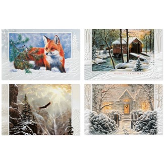Frosty Weather | Bird & Snowman themed boxed Christmas cards, Made in the USA