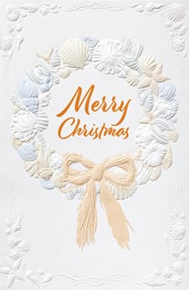 Embossed Coastal Wreath | Coastal themed Christmas cards