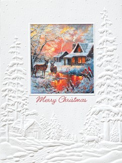 Frosty Cabin | Boxed scenic Christmas greeting cards