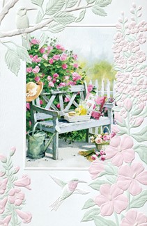 Garden Bench Folded - W/Env | Farm Friends greeting cards