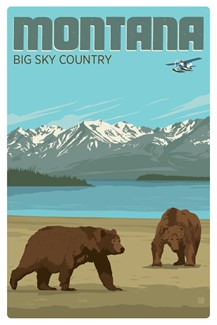 Montana Big Sky Country Bears Magnetic Postcard | Made in the USA