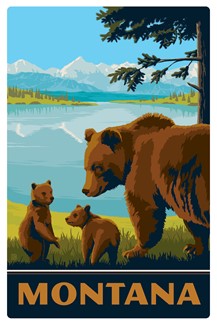 Wildlife Bears Montana Magnetic Postcard | Made in the USA