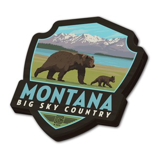 Montana Big Sky Country Bears Emblem Wood Magnet| American Made