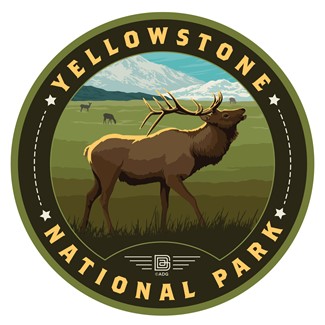 Yellowstone NP Bugling Elk Circle Sticker| American Made
