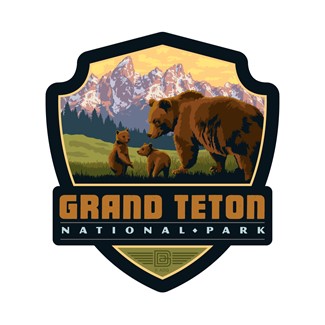 Grand Teton NP Wildlife Bears Small Emblem Sticker| Made in the USA