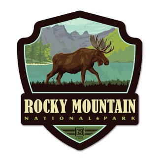 Rocky Mountain NP Moose Emblem Wood Magnet| American Made