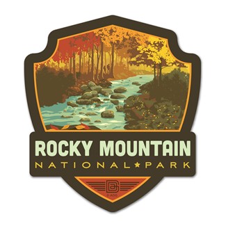Rocky Mountain NP Creek Emblem Wood Magnet| American Made
