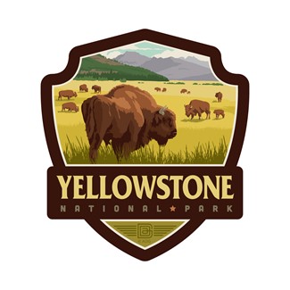 Yellowstone NP Bison Herd Small Emblem Sticker Made in the USA
