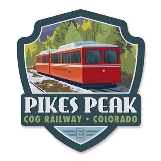 Pikes Peak Colorado Cog Railway Emblem Wood Magnet| American Made