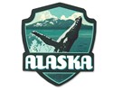 AK Whale Breaching Emblem Wooden Magnet