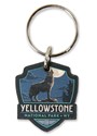 Yellowstone Wolf Emblem Wooden Key Ring