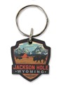Jackson Hole, WY Emblem Wooden Key Ring