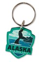 Alaska Whale Emblem Wooden Key Ring