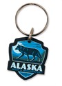Alaska Wolf Emblem Wooden Key Ring